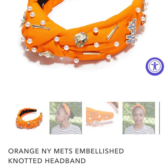 Lele Sadoughi Orange Knotted Gameday Fan Headband - Picture 5 of 12